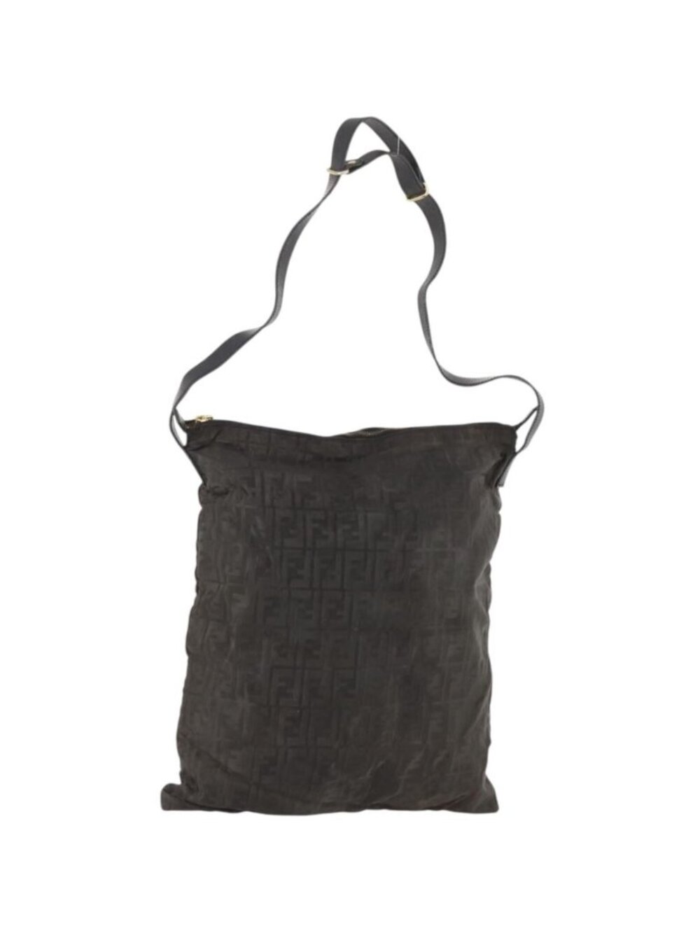 FENDI Zucca Canvas Shoulder Bag Black Gold